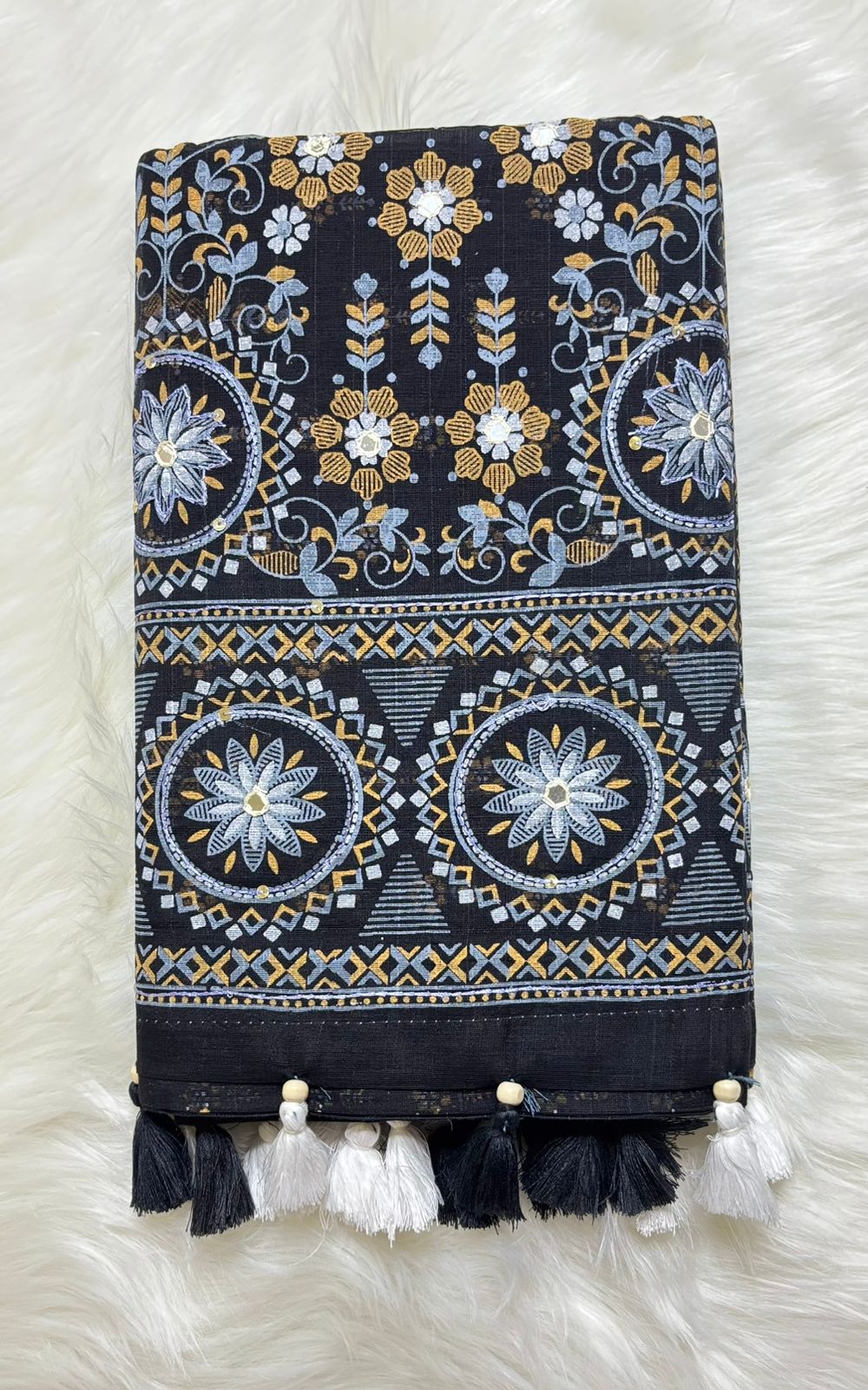 Andy Cotton Printed & Hand Work Saree