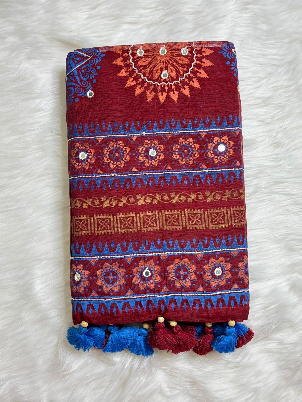 Andy Cotton Printed & Hand Work Saree