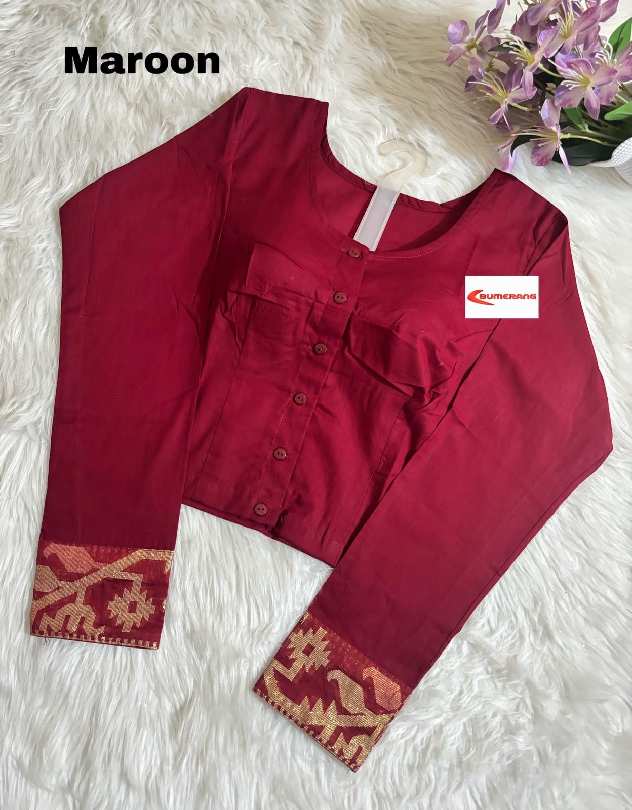 Jamdani Panel Full Sleeve Cotton Blouse